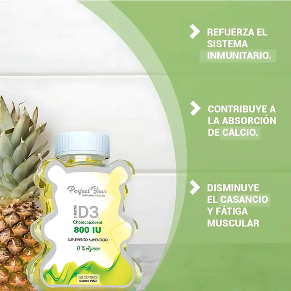 Perfect Bear Vitamina D3 800 Iu 0% Azúcar 60 Gomitas