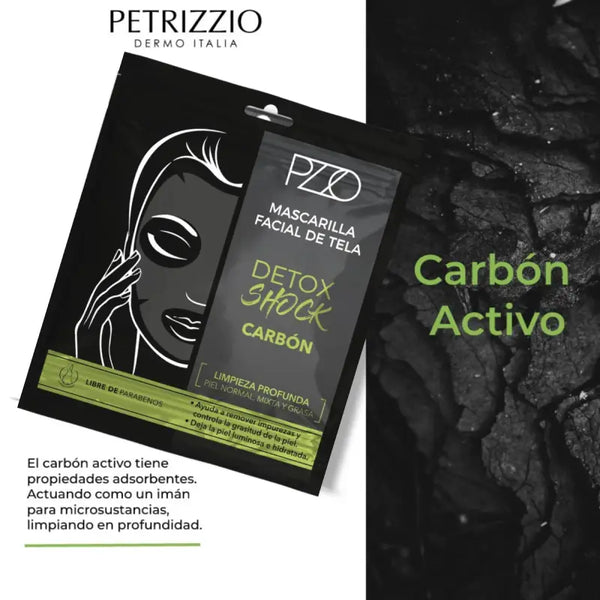 Petrizzio Pzzo Mascarilla De Tela Carbón Detox Shock