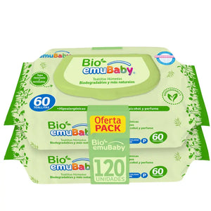 Toallitas Húmedas Emubaby Bio 99% De Agua 120 Unidades