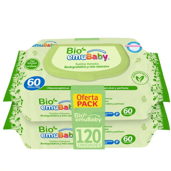 Toallitas Húmedas Emubaby Bio 99% De Agua 120 Unidades