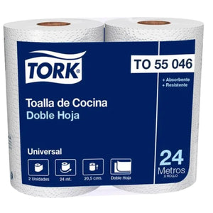 Toalla Rollo De Papel Tork Doble Hoja 2 Rollos
