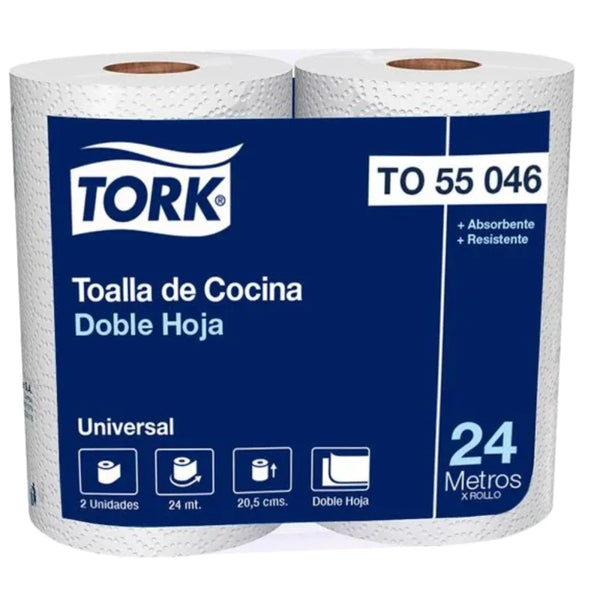 Toalla Rollo De Papel Tork Doble Hoja 2 Rollos