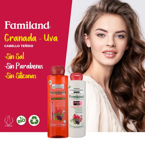 Shampoo Familand Bio 750 Ml Granada uva hialurónico bio sin sal