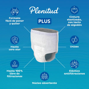 Pañal Pants Adulto Ropa Interior Plenitud Protect Plus Talla G/XG
