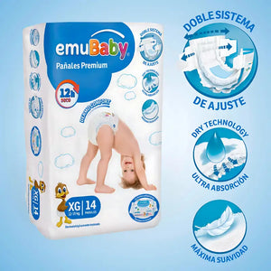 Pañales Emubaby Premium Talla XG 14 unidades