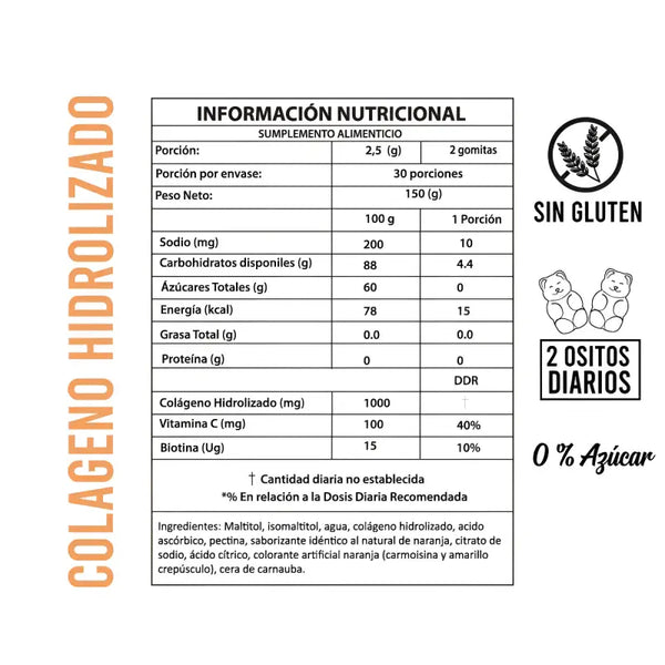 Colágeno Hidrolizado Biotina - Vitamina C Sabor Frutilla