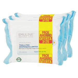 Toallitas Desmaquillante Emuline 25 Un C/u Pack De 3 Bolsas