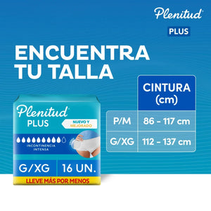 Pañal Pants Adulto Ropa Interior Plenitud Protect Plus Talla G/XG