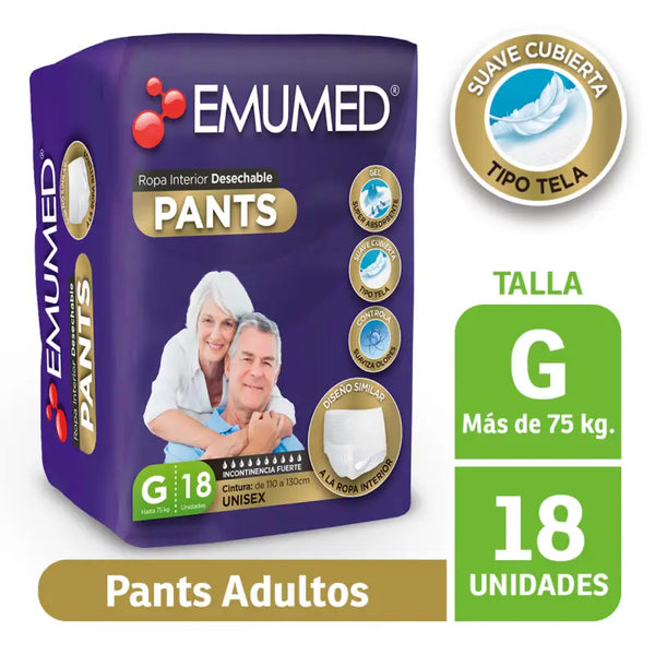 Emumed Pants Pañal Adulto Ropa Interior 18 Un Talla G