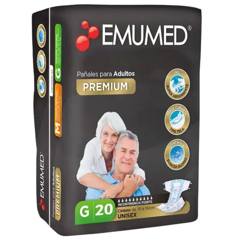 Emumed Premium Pañales Para Adulto Unisex 20 Un Talla G