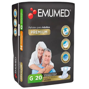 Emumed Premium Pañales Para Adulto Unisex 20 Un Talla G