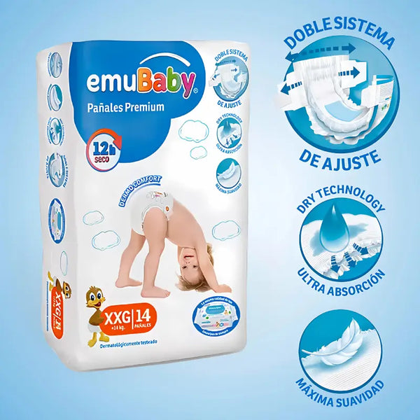 Pañales Emubaby Premium Talla XXG 14 unidades