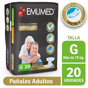 Emumed Premium Pañales Para Adulto Unisex 20 Un Talla G