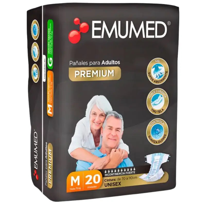 Emumed Premium Pañales Para Adulto Unisex 20 Un Talla M
