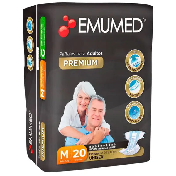 Emumed Premium Pañales Para Adulto Unisex 20 Un Talla M