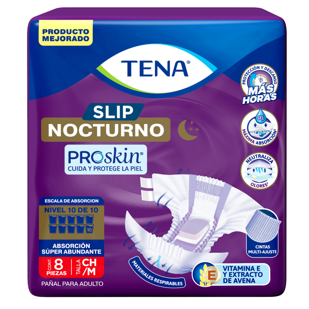 Tena Slip Nocturno Pañal Adulto Unisex x8 Uni Talla  CH/M