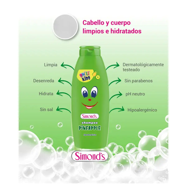Simond's Shampoo Smile Dermokids 400 Ml RIZOS PIÑA APPLE