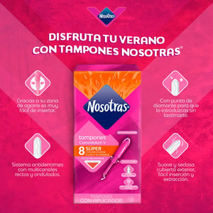Tampones Nosotras Con Aplicador 8 Un Super