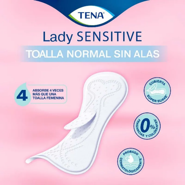 Tena Toalla Femenina Lady Sensitive Normal Sin Alas 10 Un