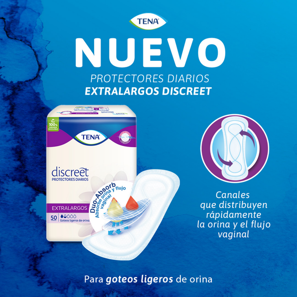Protectores Diarios Tena Discreet Extra Largos 50 Un