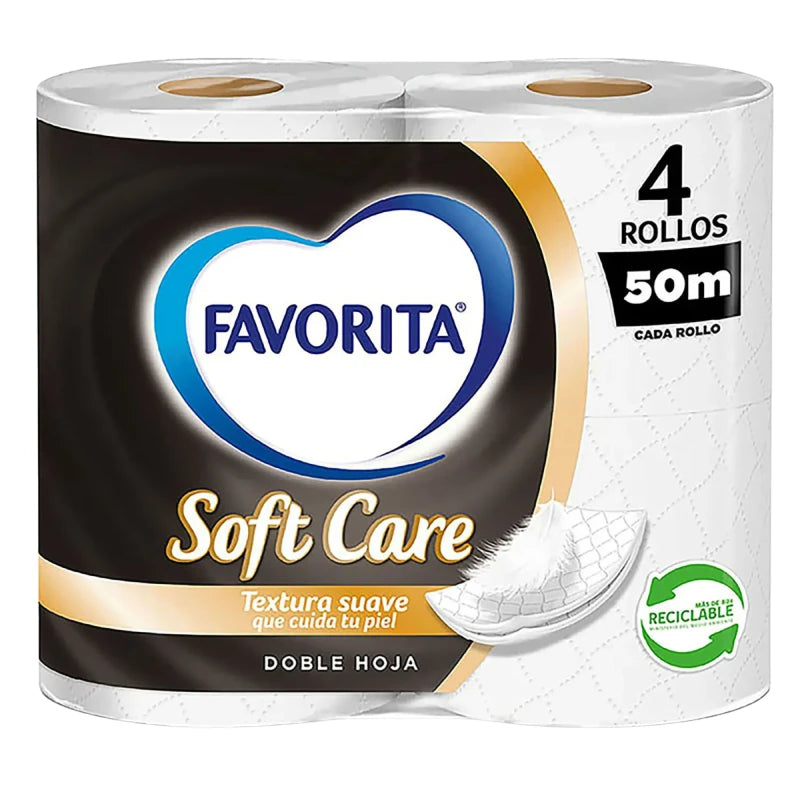 Favorita Soft Care Papel Higiénico 50mts Doble Hoja 4 Rollos