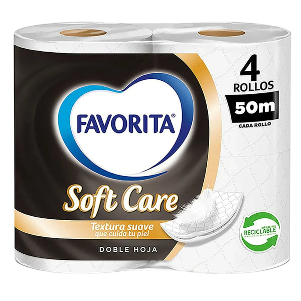 Favorita Soft Care Papel Higiénico 50mts Doble Hoja 4 Rollos