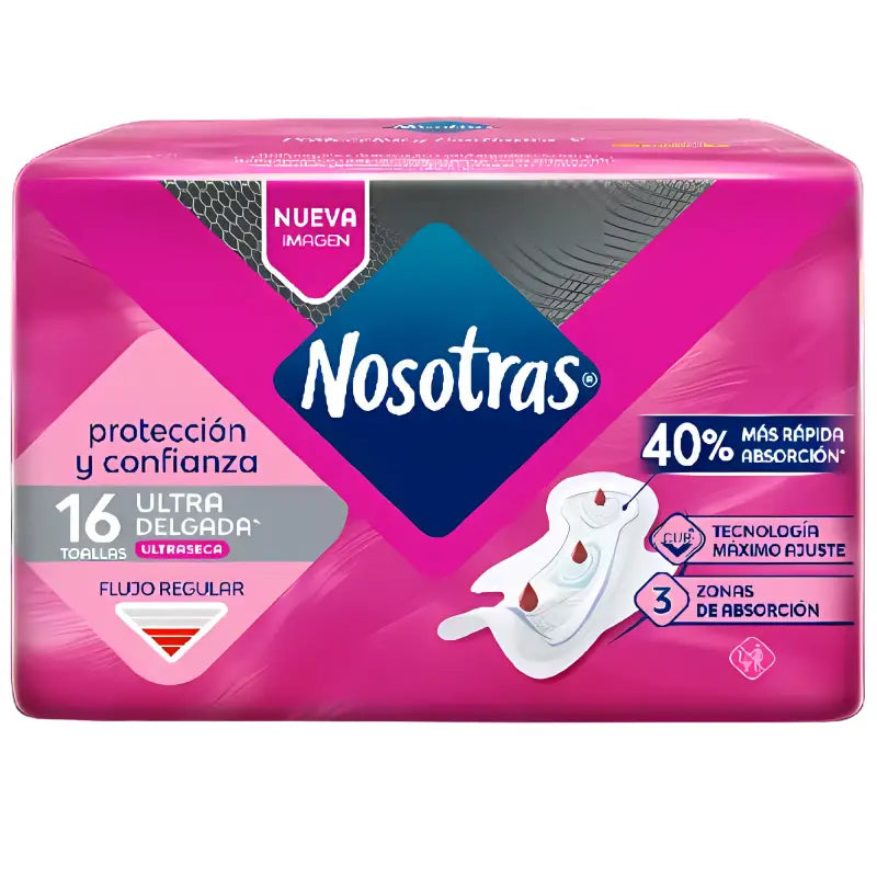 Toalla Higiénica Nosotras Ultra Invisible Tela Malla 16 Un