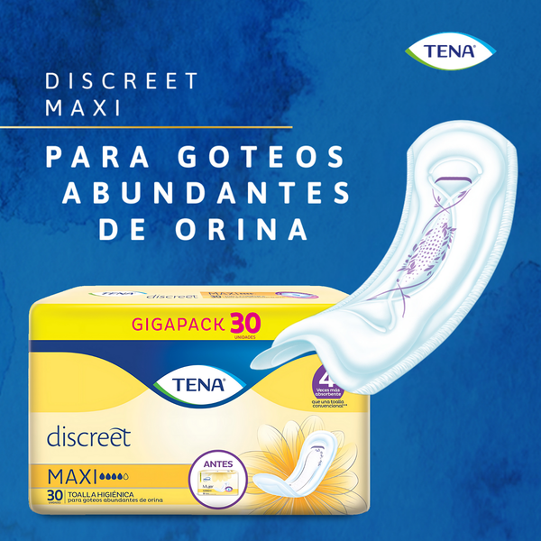 Toalla Higiénica Tena Discreet Maxi Giga Pack 30 Un