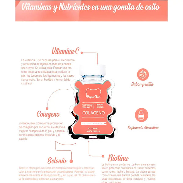 Colágeno Hidrolizado Biotina - Vitamina C Sabor Frutilla
