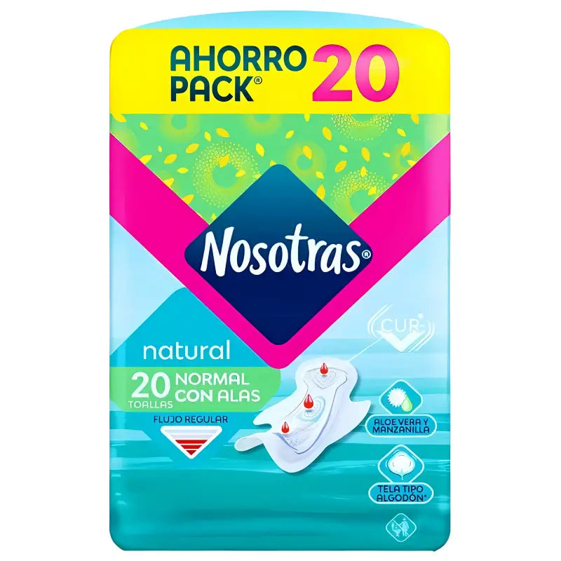 Toalla Higiénica Nosotras Natural Normal Con Alas 20 Un
