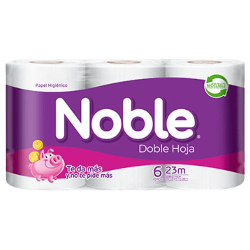 Papel Higiénico Noble 23 Metros Doble Hoja 6 Rollos