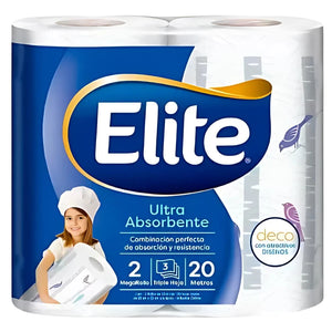 Toalla De Papel Elite Deco Maxi Rollo Triple Hoja 2 Rollos