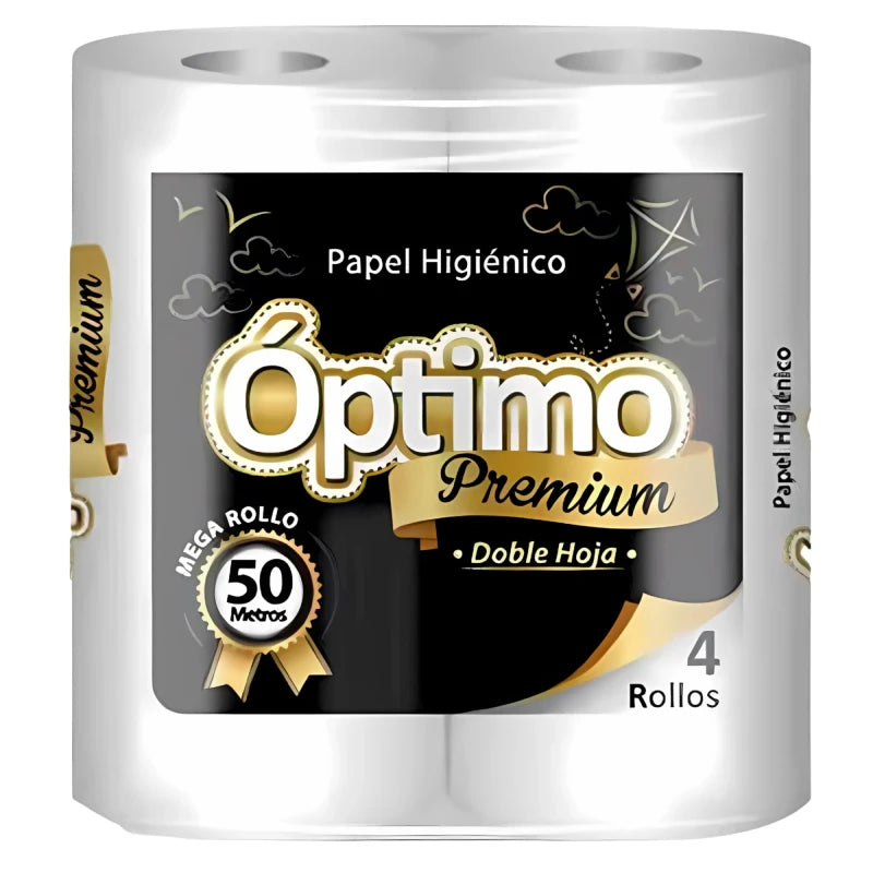 Papel Higiénico Optimo Premium 50 Metros Doble Hoja 4 Rollos