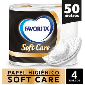 Favorita Soft Care Papel Higiénico 50mts Doble Hoja 4 Rollos