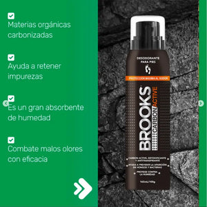 Brooks Carbón Active Talco Para Pies Desodorante Spray 100gr