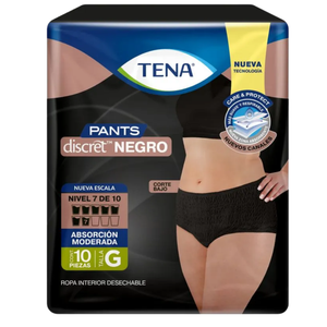 Tena Pants Discret Negro Ropa Interior Desechable 10 Un Talla G