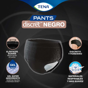 Tena Pants Discret Negro Ropa Interior Desechable 10 Un Talla G