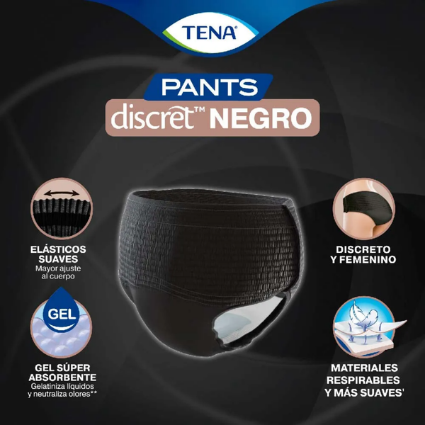 Tena Pants Discret Negro Ropa Interior Desechable 10 Un Talla G