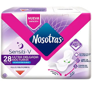 Toalla Nosotras Buenas Noches Ultra Delgada Sensiti-v 28 Un