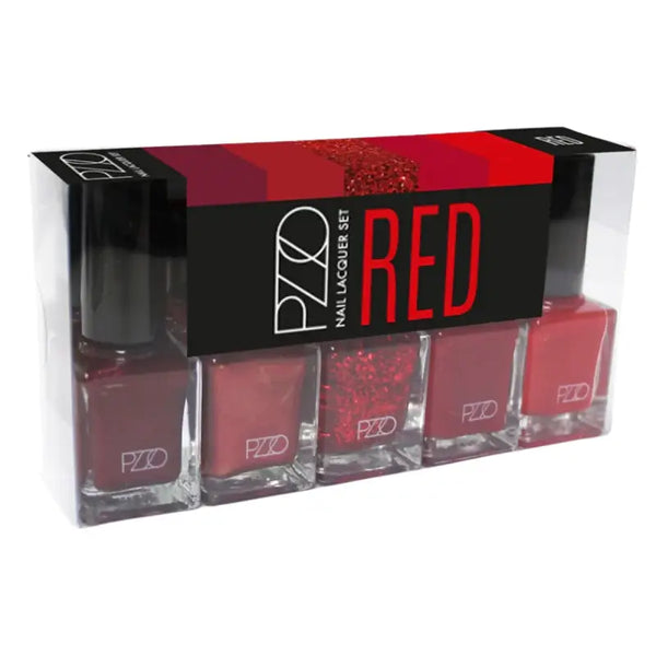 Petrizzio Pzzo Nail Lacquer Set Esmaltes De Uñas X5 Tono Red