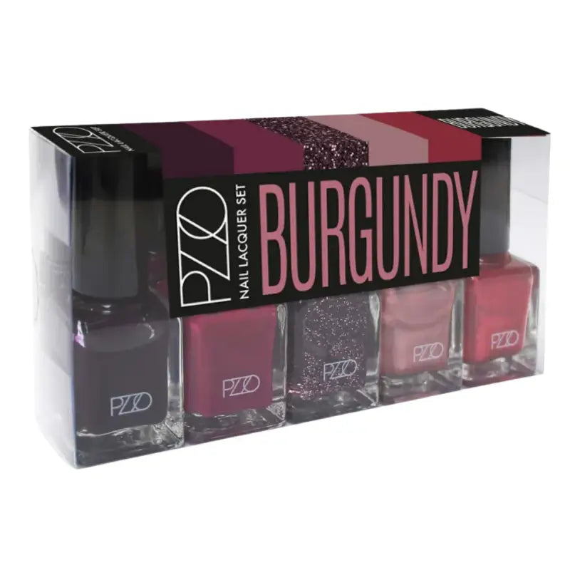 Petrizzio Pzzo Nail Lacquer Set Esmaltes De Uñas X5 Tono Burgundy