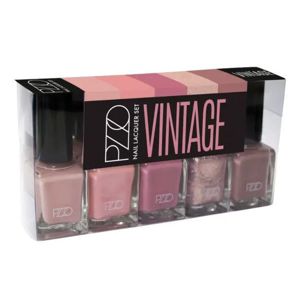 Petrizzio Pzzo Nail Lacquer Set Esmaltes De Uñas X5 Tono Vintage