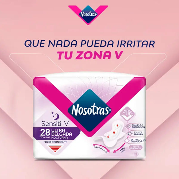 Toalla Nosotras Buenas Noches Ultra Delgada Sensiti-v 28 Un