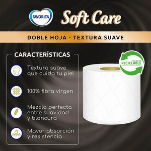 Favorita Soft Care Papel Higiénico 50mts Doble Hoja 4 Rollos