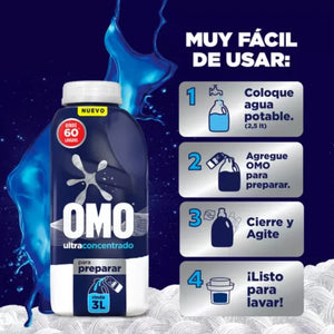 Omo Detergente Líquido Para Diluir 500 Ml Rinde 3lt