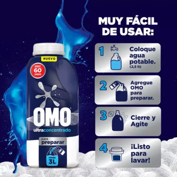 Omo Detergente Líquido Para Diluir 500 Ml Rinde 3lt