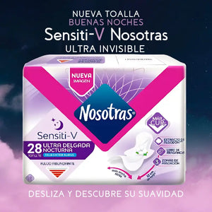 Toalla Nosotras Buenas Noches Ultra Delgada Sensiti-v 28 Un
