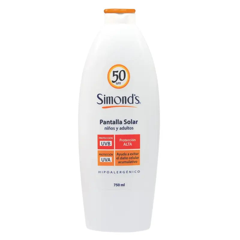 Simond's Pantalla Solar Spf 50 Crema Niños Y Adultos 750 Ml