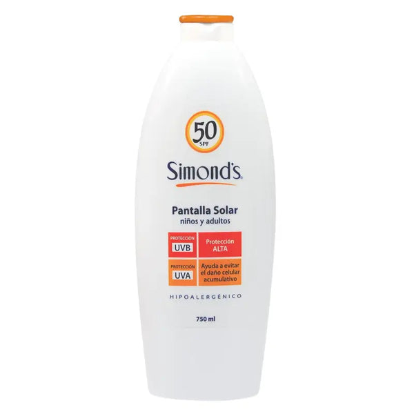Simond's Pantalla Solar Spf 50 Crema Niños Y Adultos 750 Ml