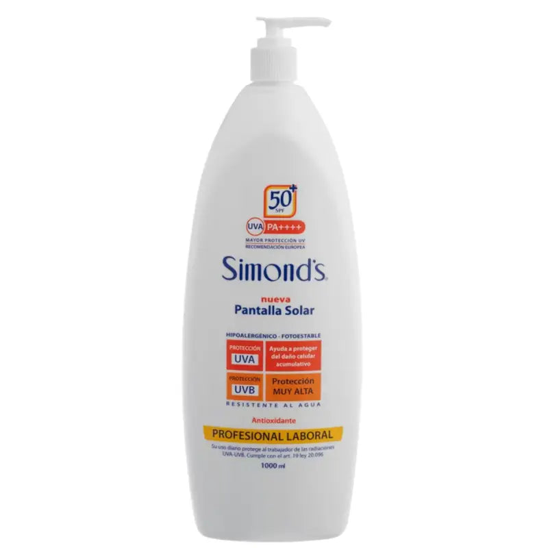 Simond's Pantalla Protector Solar Spf50+ Profesional 1000 Ml